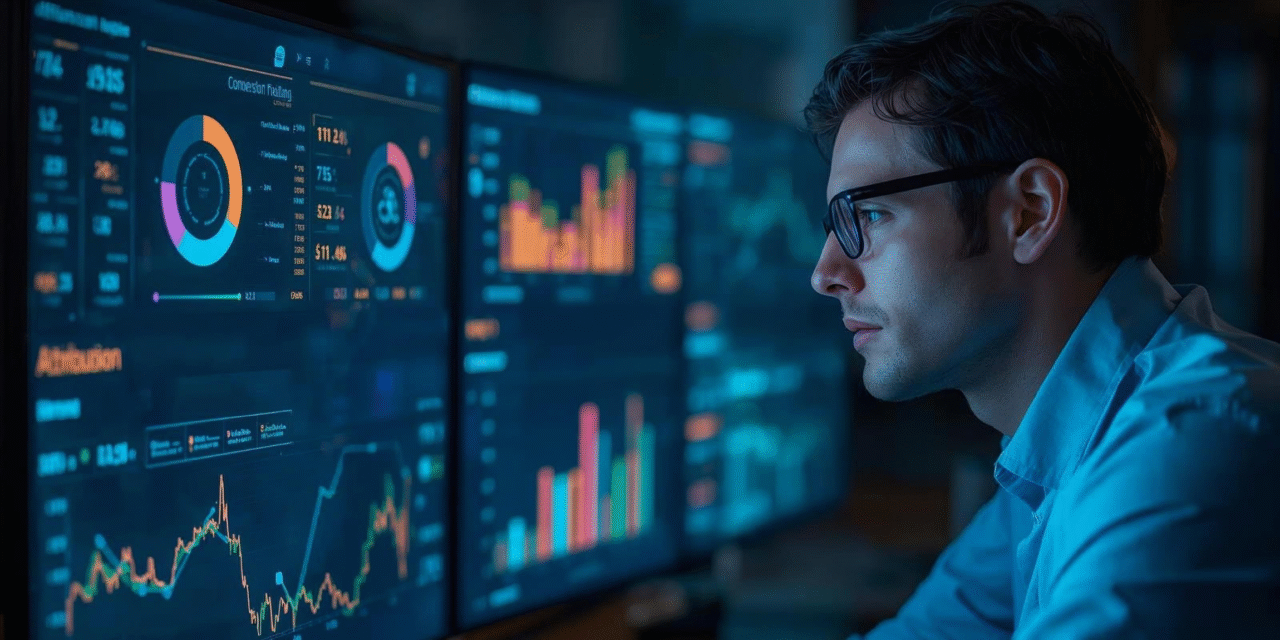 marketer analyzing conversion tracking data dashboard for Google's AI Max