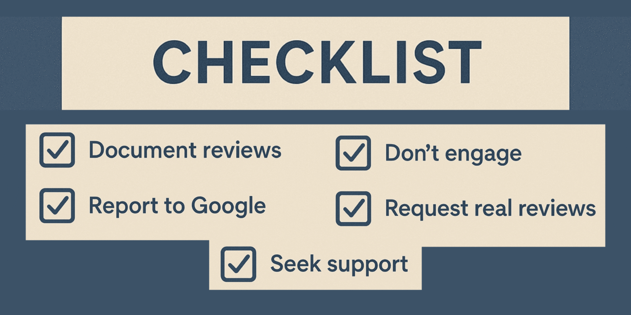 Checklist on how to respond to fake review extortion